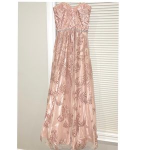 Cachet Formal Glitter Prom Dress Rose Gold